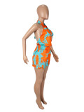 Leopard Print Irregular Vest Two Piece Shorts Set SHD-9534