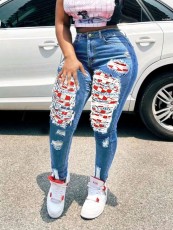Fashion Patchwork Holes Tight Jeans XCFF-240124