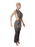 Leopard Print Backless Jumpsuit SHD-9530