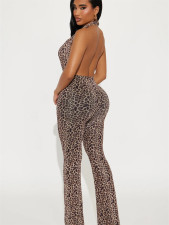 Leopard Print Backless Jumpsuit SHD-9530