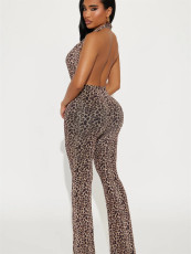 Leopard Print Backless Jumpsuit SHD-9530