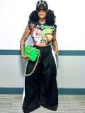 Casual Solid Color Drawstring Wide Leg Pants BGN-364