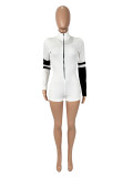 Knits Contrast Color Zipper Romper SHD-9531