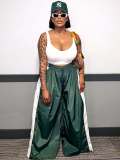 Casual Solid Color Drawstring Wide Leg Pants BGN-364