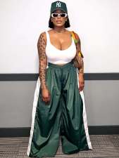 Casual Solid Color Drawstring Wide Leg Pants BGN-364