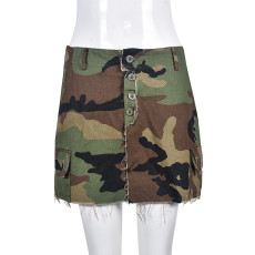 Camouflage Split Tassel Half Body Skirt GBTF-9190DD