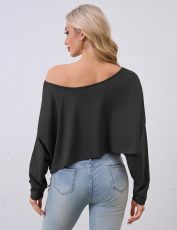 Solid Color Slash Neck Irregular Tops GPKJ-KJ21751