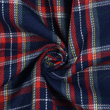 Contrast Color Plaid Print Split Skirt GBTF-7993SG