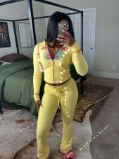Sport Print Long Sleeve Three Piece Pants Set GBGF-8810