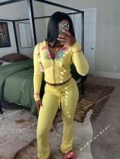 Sport Print Long Sleeve Three Piece Pants Set GBGF-8810