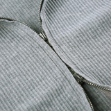 Solid Color Knits Hooded Short 3 Piece Set GPKJ-KJ07976