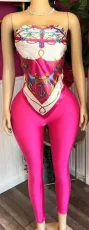 Pre Order: About 7 work days shipping Tube Tops Print Tops Pants Suit YUEM-300804