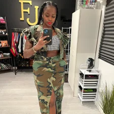 Camouflage Print Tassel Shirt GBTF-9151TD