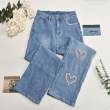 Love Hot Drill Straight Jeans GBTF-DZF2611