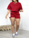 Half Sleeve Solid Color Two Piece Shorts Set AIL-327