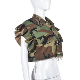 Camouflage Print Tassel Shirt GBTF-9151TD