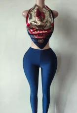 Pre Order: About 7 work days shipping Tube Tops Print Tops Pants Suit YUEM-300804