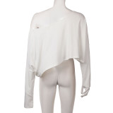 Solid Color Slash Neck Irregular Tops GPKJ-KJ21751