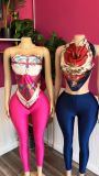 Pre Order: About 7 work days shipping Tube Tops Print Tops Pants Suit YUEM-300804