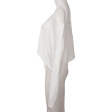 Solid Color Slash Neck Irregular Tops GPKJ-KJ21751