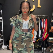 Camouflage Print Tassel Shirt GBTF-9151TD