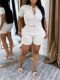 Short Sleeve Solid Color Coat Shorts Suit AIL-326