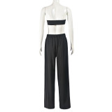 Sexy Wrap Chest Tops And Pants Suit GBTF-32034SHY
