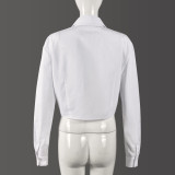 Hot Drill Lapel Long Sleeve Shirt GBTF-31511THY
