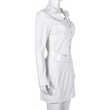 Solid Color Long Sleeve Two Piece Skirts Set GBTF-9318SD
