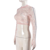 Lace Rose See-through Sexy T-shirt GBTF-31835THY