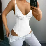 Solid Color Backless Bodysuit FL-80168