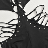 Sleeveless Tie Up Micro Flare Jumpsuit GBTF-51045JBD