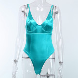 Solid Color Backless Bodysuit FL-80168
