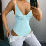 Solid Color Backless Bodysuit FL-80168