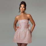 Strapless Bow Mini Dress FL-YJ24112SKO