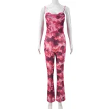 Mesh Print Backless Sexy Jumpsuit GBTF-32093JBY