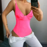 Solid Color Backless Bodysuit FL-80168