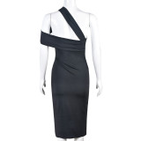 Solid Color Hollow Out Midi Dress GBTF-6949DR