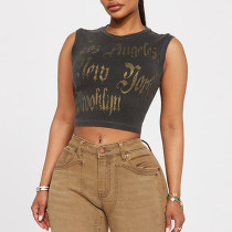 Print Sleeveless T Shirts GBTF-31631THY