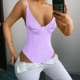 Solid Color Backless Bodysuit FL-80168