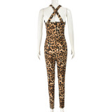Mesh Patchwork Leopard Print Jumpsuit GBTF-11242JHR