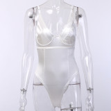 Solid Color Backless Bodysuit FL-80168
