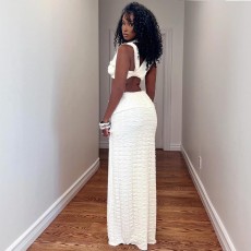 Solid Color Bandage Tops Two Piece Skirts Set GBTF-32255SHY
