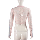 Lace Rose See-through Sexy T-shirt GBTF-31835THY