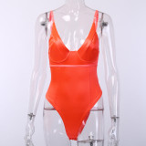 Solid Color Backless Bodysuit FL-80168