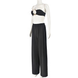 Sexy Wrap Chest Tops And Pants Suit GBTF-32034SHY