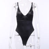 Solid Color Backless Bodysuit FL-80168