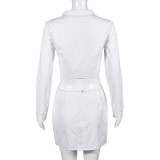 Solid Color Long Sleeve Two Piece Skirts Set GBTF-9318SD