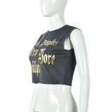 Print Sleeveless T Shirts GBTF-31631THY