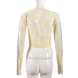 Lace Rose See-through Sexy T-shirt GBTF-31835THY